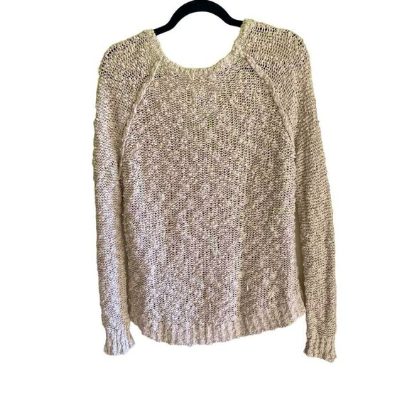 (SOLD) ABERCROMBIE & FITCH Cotton V-Neck Oversized Sweater Texture Nubby XS - Picture 4 of 11